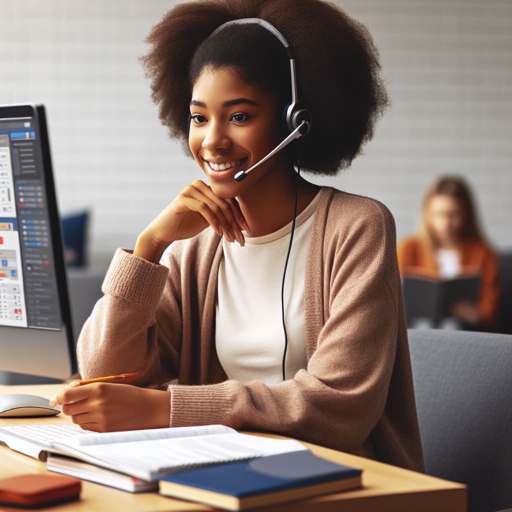 female student having an online tutoring session